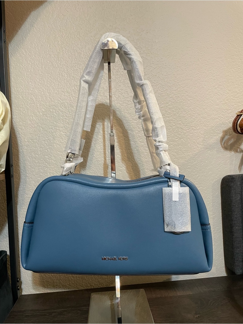 Michael Kors Slate Blue Leather Shoulder Bag